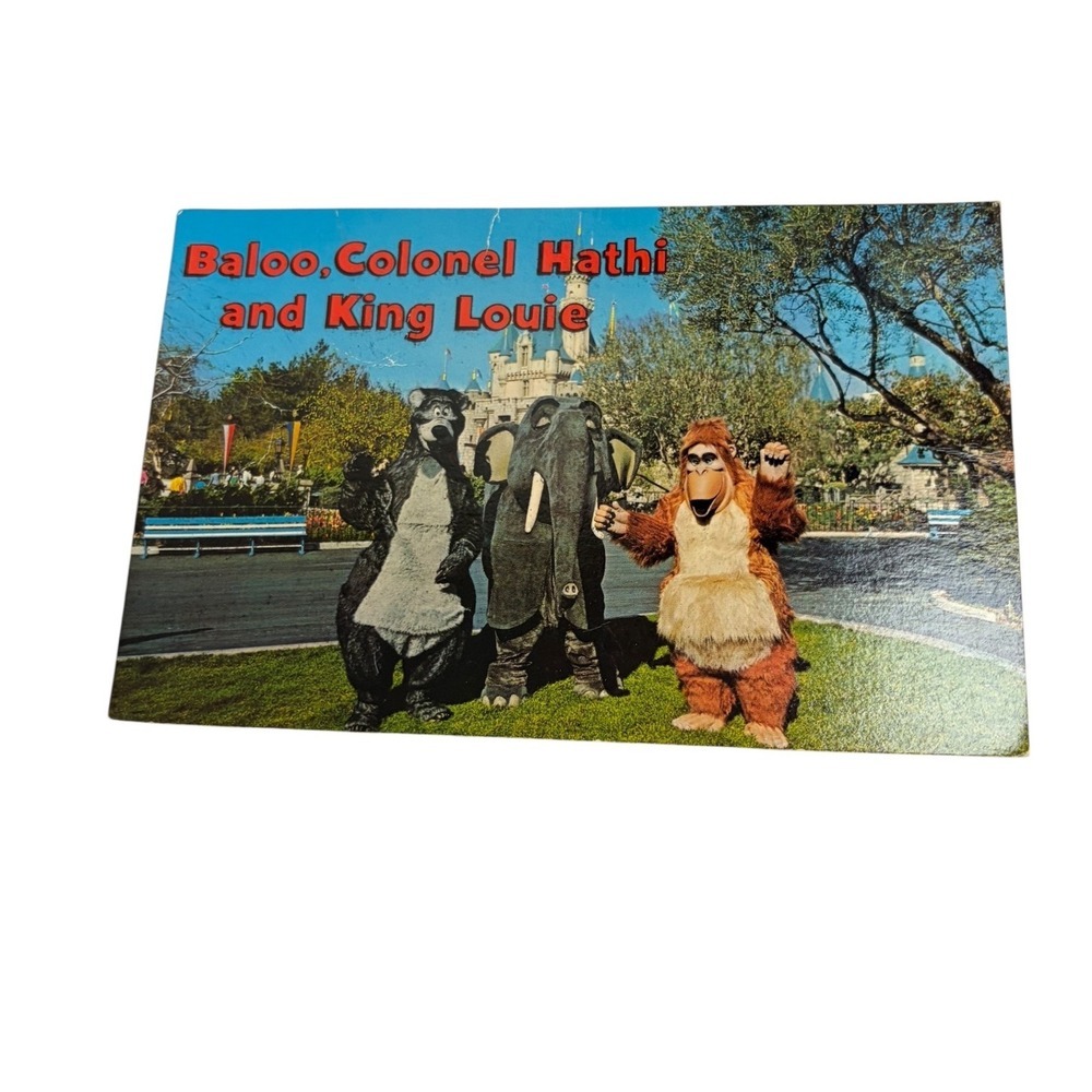 Vintage Disneyland Postcard Jungle Book Baloo Colonel Hathi King Louie Disneyana